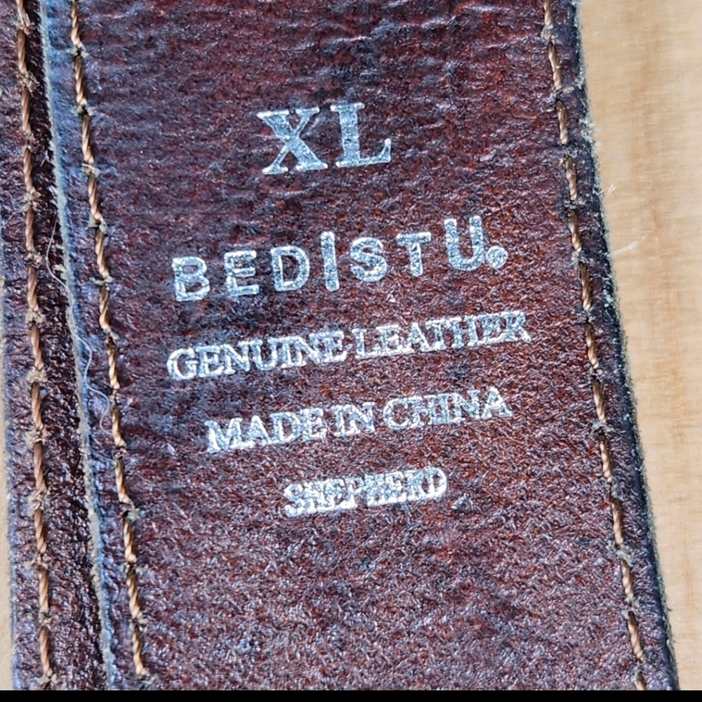 BED STU Shepherd Belt Men's Extra Large Brown Genuine Leather Tooled - Picture 2 of 7
